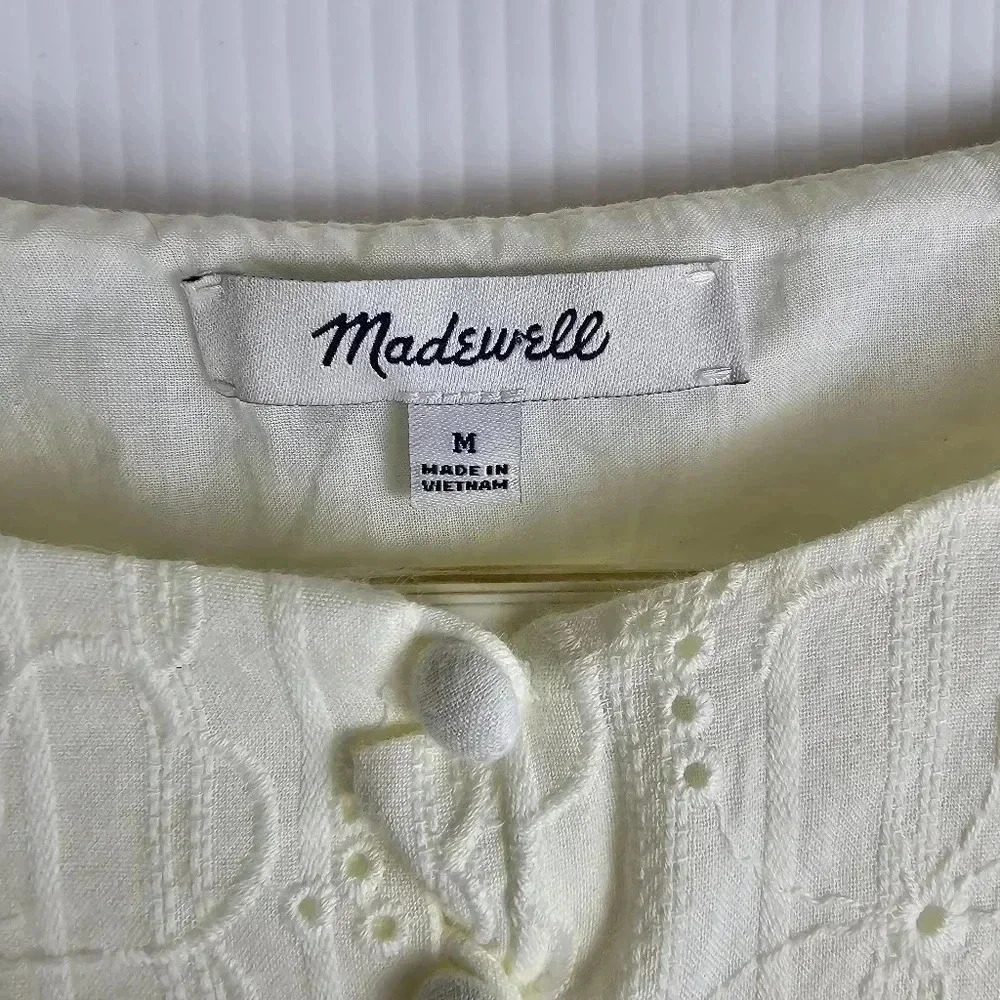 NWOT Madewell Women’s Cream Eyelet Preppy Above Knee Mini Dress Size M - Picture 7 of 10